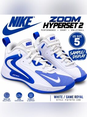 Nike Zoom HyperSet 2 White Game Royal Sample Display Men’s 5 Women’s 6.5